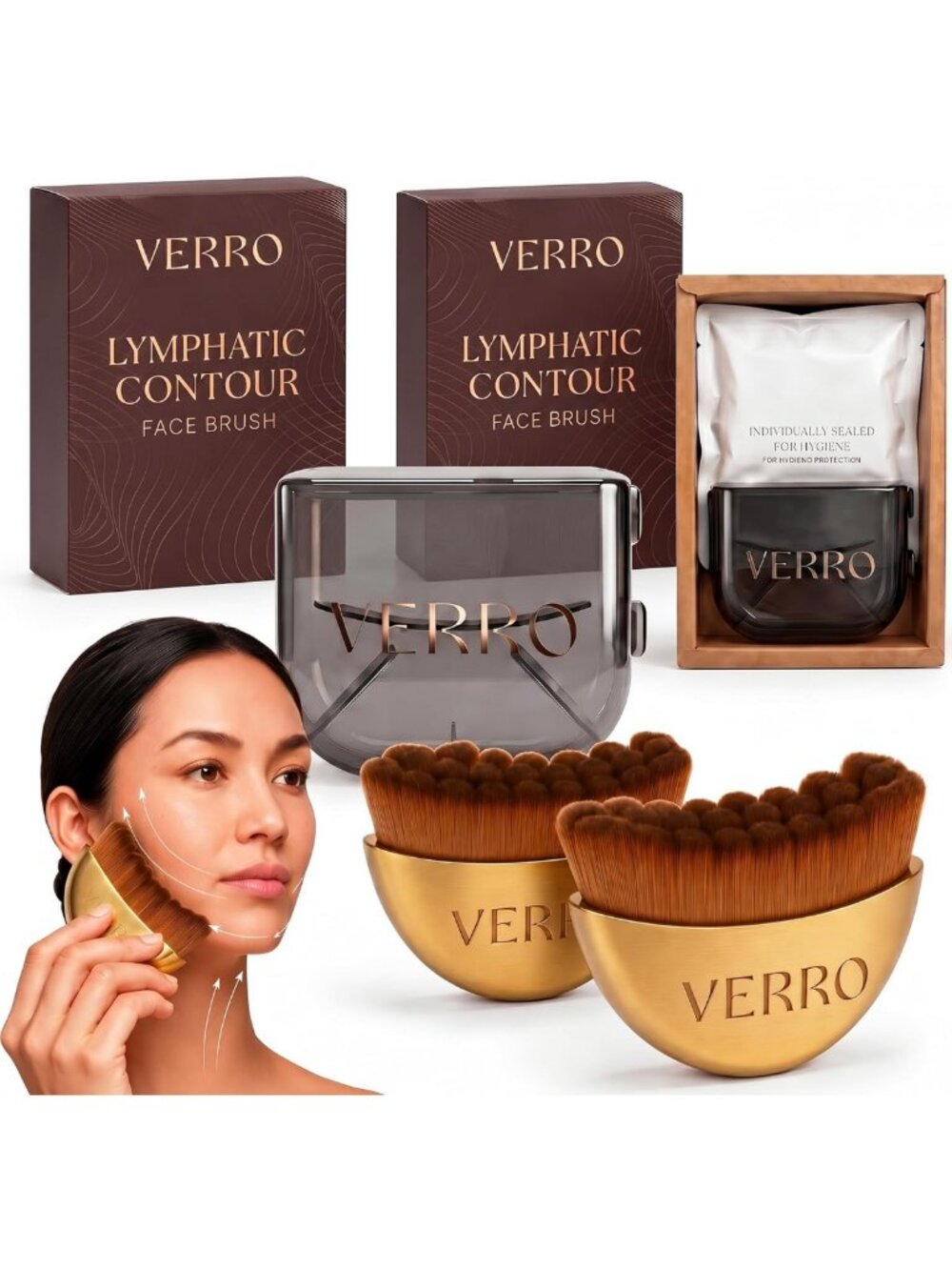 Lymphatic Face Brush Set (2 Pack) – Facial Dry Brush for Sculpting & Puffiness